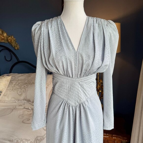 Vintage Ice Grey-Blue Long Sleeved Dress - Picture 4 of 13